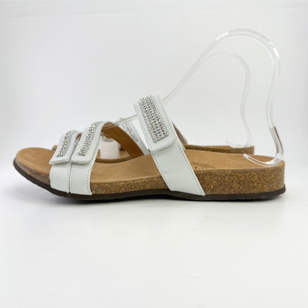 Vionic Afton White Rhinestone Sandals Adjustable Straps Comfort Womens 10 Party - Picture 9 of 15
